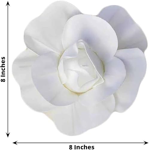 Efavormart - Juego de 4 rosas artificiales de 8.0in, 3D, color blanco rosa