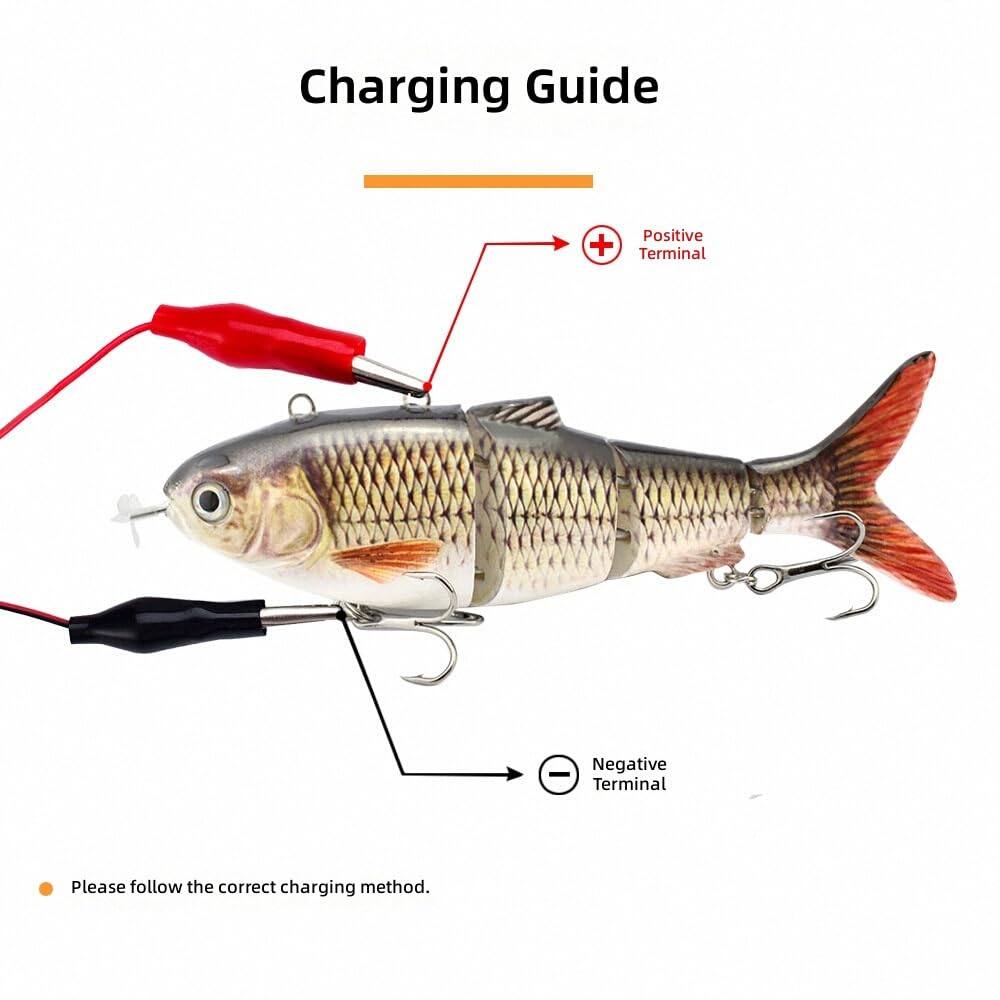 Esca Robotica per Nuoto, Esche Elettriche Esche Multi Snodabili Esche Rigide USB Ricaricabile con Luce LED Wobbler,Elettrico Esca Pesca Attrezzatura Esca da Pesca Artificiale