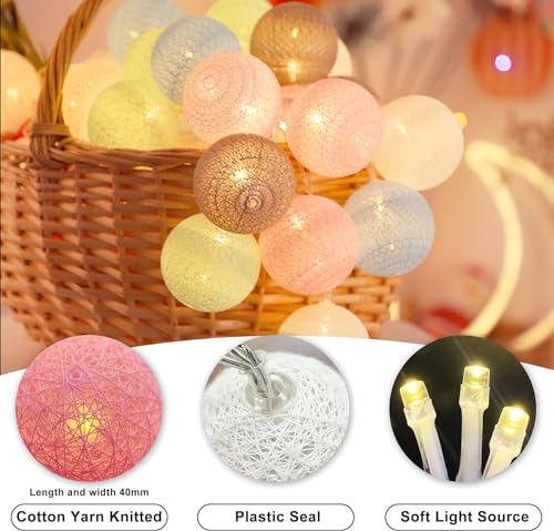 Image of Party Propz Multicolour Cotton Ball Lights for Decoration -4 Meter, 10 LED Lights for Home Decoration, String Lights for Home Decorations, Decorative Lights, Decoration Lights for Ganpati Festival