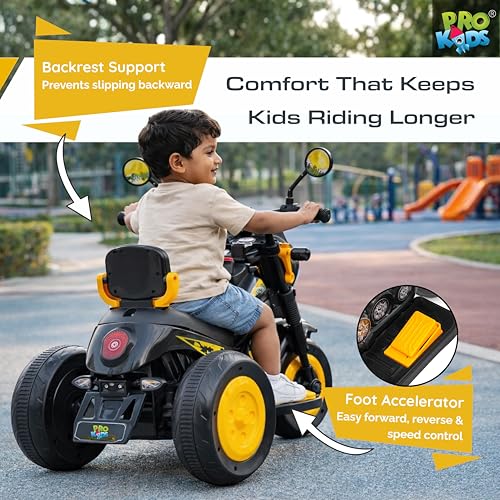 Image of PRO KIDS S500 Rechargeable Electric Kids Bike with Bluetooth, USB, AUX, Music & LED | Ride-On Bike for Boys & Girls (1.5-4 Years) | 6V Battery Powered | Foot Accelerator