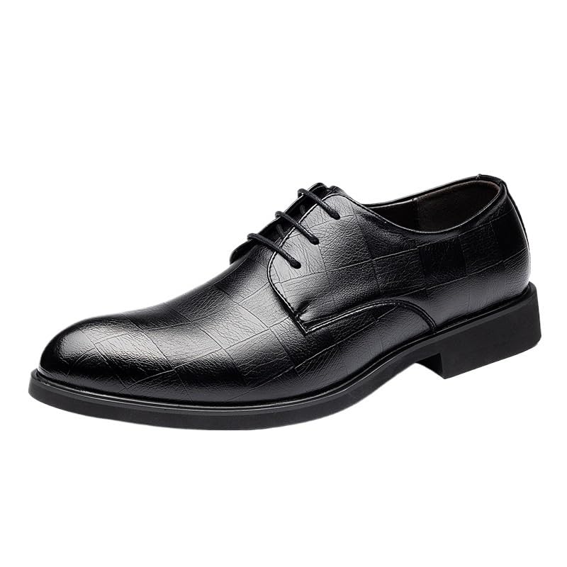 Large Size Men's Business Formal Leather Shoes Versatile Pointed Toe Lace-up Casual Dress Shoes Low-top Slip Resistant Rubber Oxford Shoes for Men