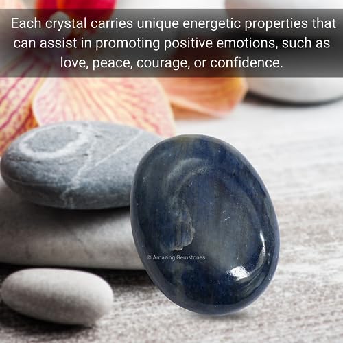 Image of Amazing Gemstone Blue Aventurine Crystals and Healing Stones - Large Palm Stone Crystals Piedra - Crystal for Good Luck, Positive Energy, Meditation - Unique Stocking Stuffers and Gifts for Women, Men