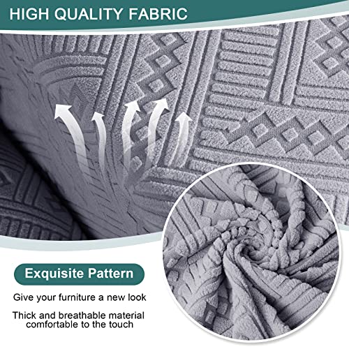 Ruaozz Stretch Recliner Sofa Covers 3-Pieces Reclining Couch Covers With Pockets Jacquard Reclining Sofa Covers 3 Seater Soft Washable Furniture Protector With Elastic Bottom (3 Seater, Light Grey) #TOP2