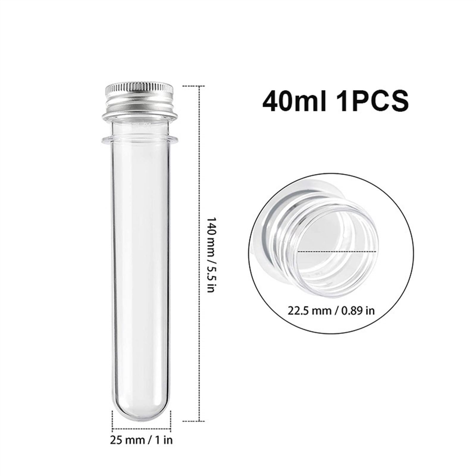 sprzęt laboratoryjny 5 sztuk PET 40ml przezroczyste plastikowe probówki butelka cukierki Testontainer sól do kąpieli tubka z aluminiowymi zakrętkami