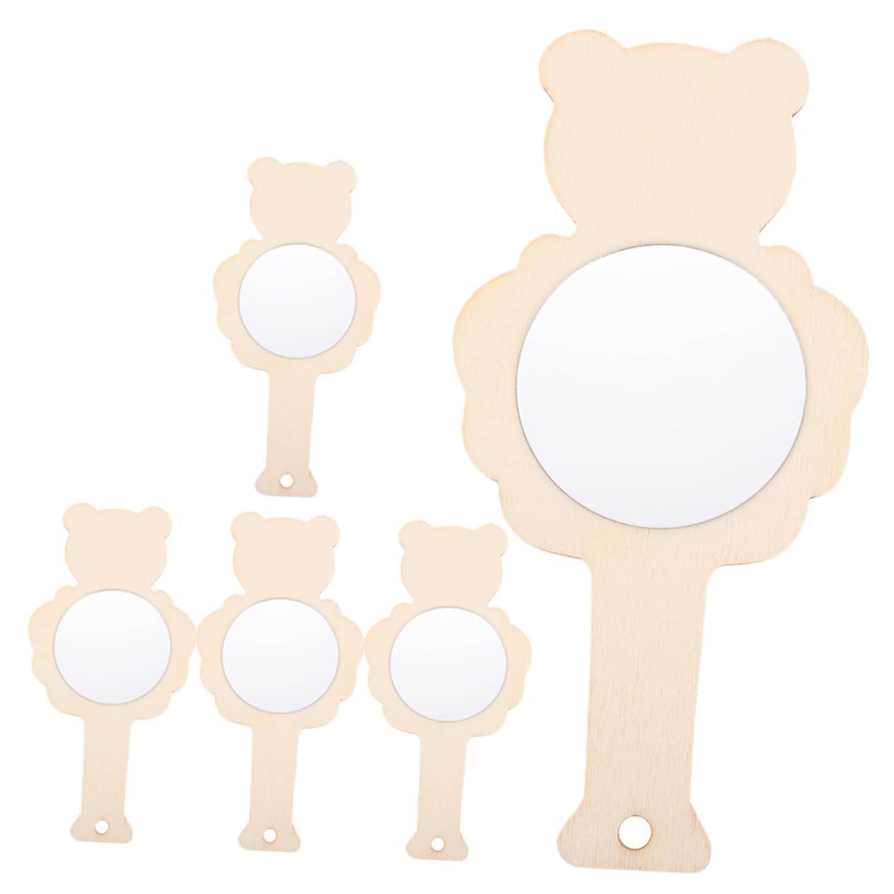 BIUDECO Unpainted Wooden Mirror for Kids DIY Art Craft 5pcs Blank Wooden Mirror Toys