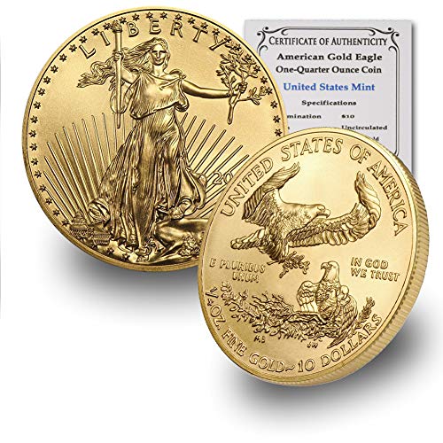 2020 1/4 oz Gold American Eagle BU In Coin Flip With CoinFolio COA $10 Brilliant Uncirculated