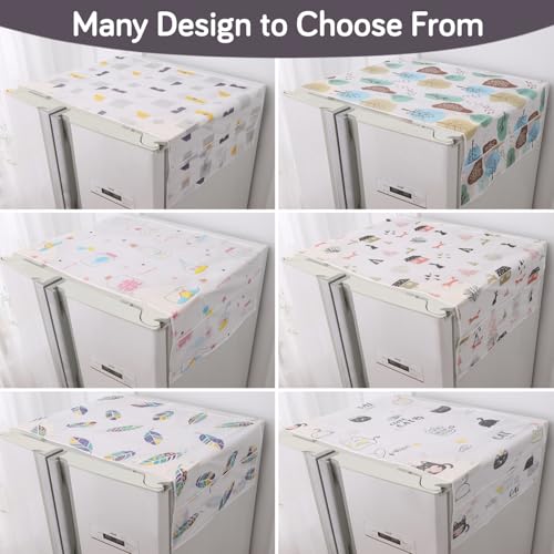 Image of HOKIPO Large Fridge Cover Top | For Bigger Double Door Refrigerator | Waterproof, Printed with 6 Side Pockets, Size Large 180x62 cm, Geometric Abstract (AR-5876-D1)