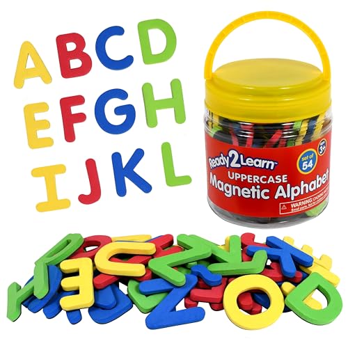 Image of READY 2 LEARN Magnetic Alphabet - Uppercase - 52 Letters - Kids Foam Letter Magnets for the Classroom, Refrigerator or White Board - Large Magnets for Better Attraction
