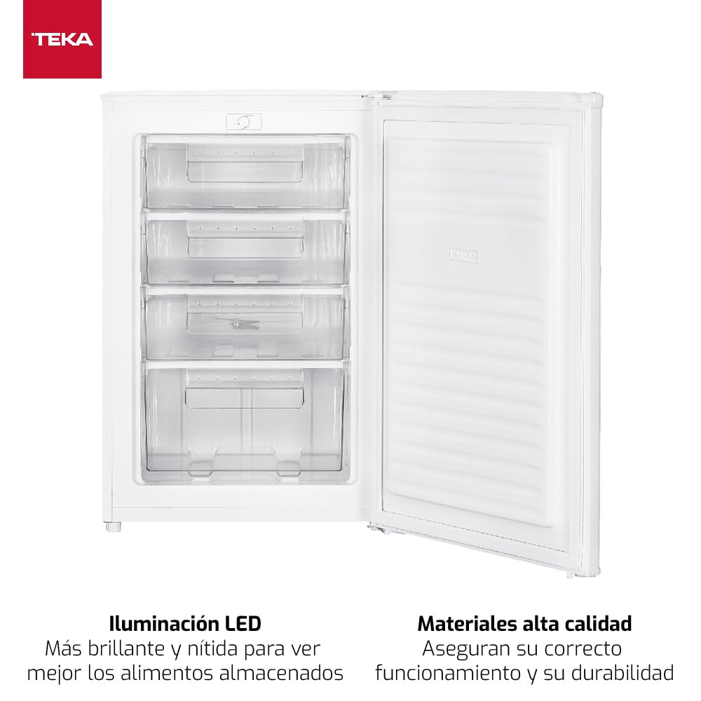 TEKA Mini Congelador Libre Instalación, Motor Inverter, 91 Litros, 1 Puerta, Cajones Transparentes, Puerta Reversible, RSF 10140 WH