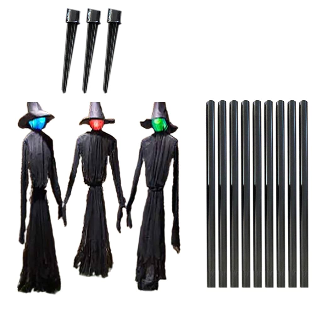 Décoration effrayante pour cour d'Halloween : lot de 3 sorcières hurlantes à capteur de son
