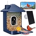 Bird Feeder with Camera Solar Powered,AI Identify Species,Instant Arrival Alerts,2K HD Capture Video Live View,Gift for Birds Lover