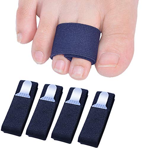 Sumifun Elasticity Toe Splint, 4 Packs of Toe Wraps for Broken Toe, Curled toe, Hammer toe, Toe Bandage for Big Toe Alignment Fracture Splint for Men or Women