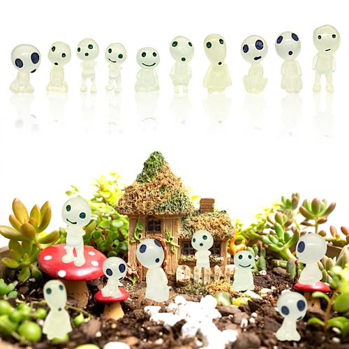 20 Pcs Garden Gnome Statue Glowing In Dark, Luminous Tree Spirit Elves Dolls Micro Jade Landscape Gardening Potted Plants Decoration Outdoor Patio Lawn Yard Ornaments(Blue 10Pcs , Green 10Pcs) #TOP1