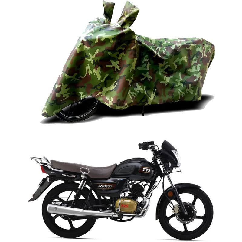 Image of 100% Water Resistant Full Bike Scooty Two Wheeler Body Cover Compatible for TVS Radeon Drum /UV-Rays /Heat Protection /Birds Dropping /Scratchproof /Dust Proof /Waterproof /All Varients[Green MJ]
