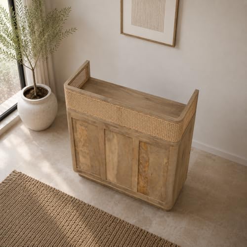 Image of The Attic Mehfil Bar Cabinet, Natural Finish