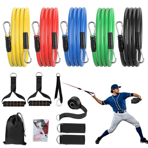 Baseball Resistance Bands Set Baseball Pitching & Throwing Trainer with Arm Strength Training Bands for Youth Pitchers Throwing Warm-Up Arm Care and Softball Training Equipment