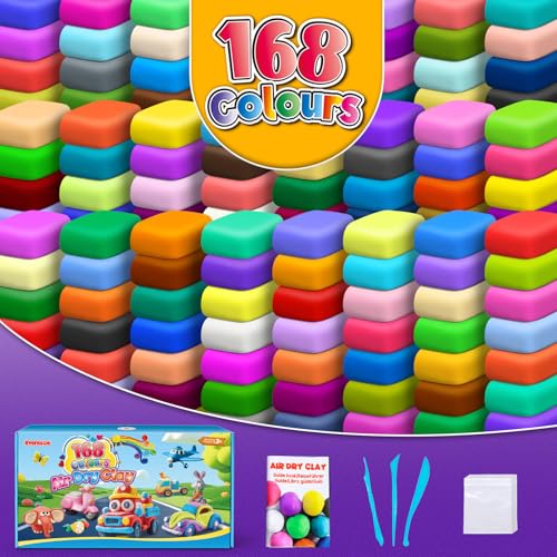 ESSENSON Air Dry Clay 168 Colors, Modeling Clay for Kids, DIY Molding Magic Clay for with Tools, Toys Gifts for Age 3 4 5 6 7 8+ Years Old Boys Girls Kids
