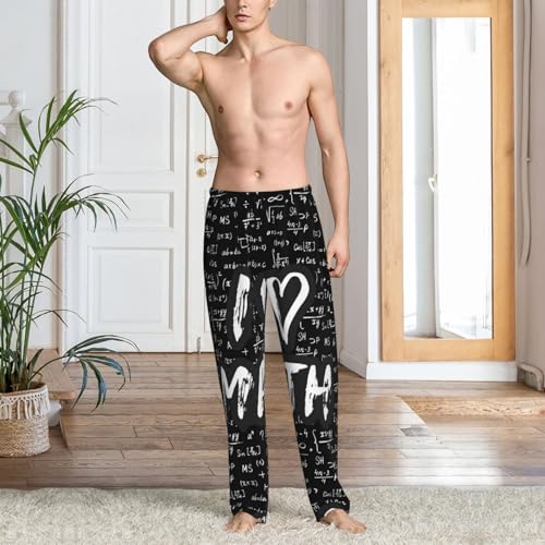 Mens Pajama Pants Bottoms With Pockets- I Love Math Soft Men Lounge Pants, Comfy Mens Pj Pants2