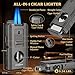 LIHTUN Cigar Torch Lighter Built-in One-Touch Cigar Cutter V-Cut and Straight Cut, Punch, Stand, All-in-1 Windproof Dual Jet Flame Lighter Gifts for Cigar Loves, Adjustable Refillable Butane Lighters