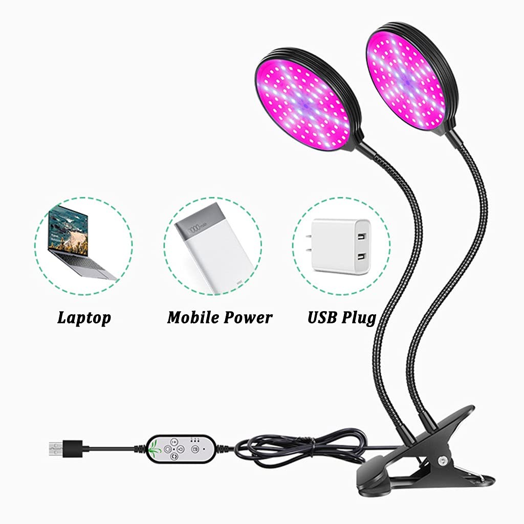Luz de Crecimiento de Espectro Completo para Plantas de Interior, Luz de Planta LED con Espectro Rojo y Azul, 3 Modos de Cambio, 5 Brillo Regulable, para Jardín, Casa, Oficina, Semillas