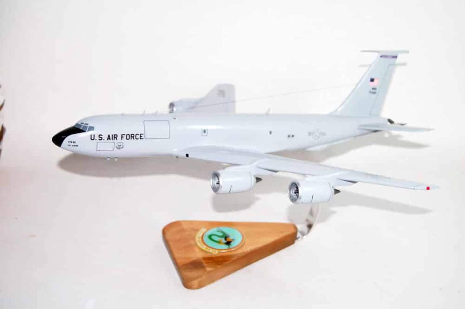 166th Air Refueling Squadron KC-135 Model, 1/90th Scale, Mahogany, Aerial Refueling