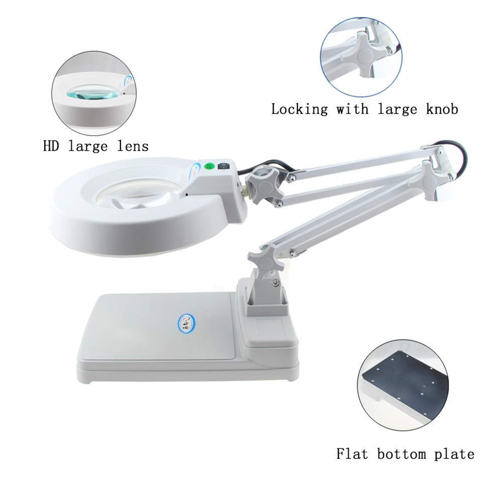Lupa Lupas para Lectura Lupa de Lectura de sobremesa Lupa LED de Alta Potencia Lupa Gratuita LED Brillante Que Ilumina a Personas Mayores (Vidrio Blanco 10X) (Vidrio Verde 5X)