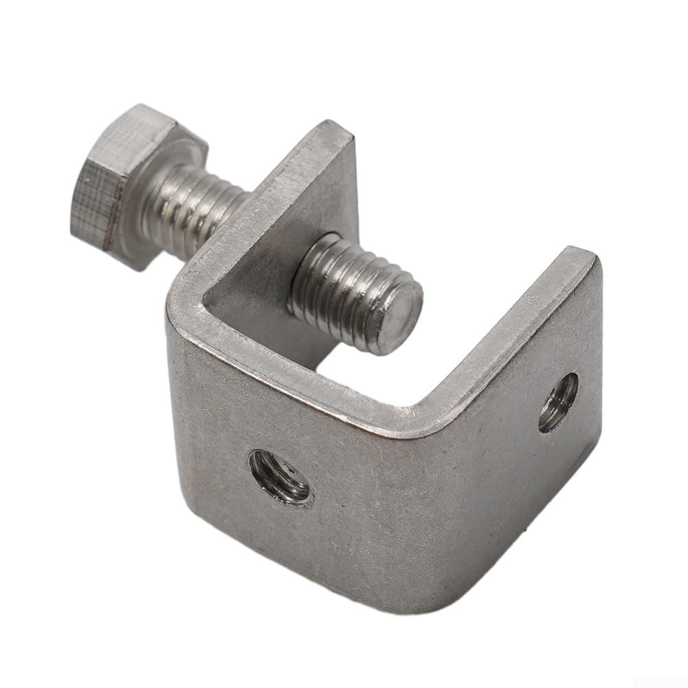 Stainless Steel C Clamps Set, Heavy Duty I-Beam Design for Welding and Assembly, Adjustable Desktop Mounting Bracket with M6 Thread, Silver Finish Cabinet Hardware(4Pcs)