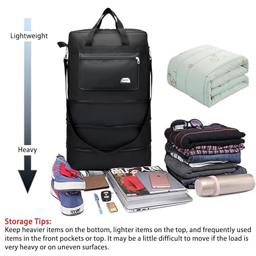 Gloyuda Expandable Foldable Luggage, Suitcase With Spinner Wheels, Rolling Duffel Travel Bag Large Capacity For Women Men Lightweight Luggage, Collapsible Luggage, With Combination Lock And Strap #TOP4