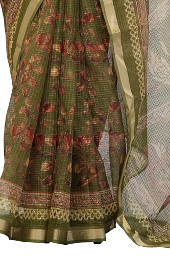 Image of MIRCHI FASHION Lightweight Kota Doria Cotton Saree | Floral Printed Summer Saree for Women | Breathable Ethnic Daily Wear Saree with Blouse Piece