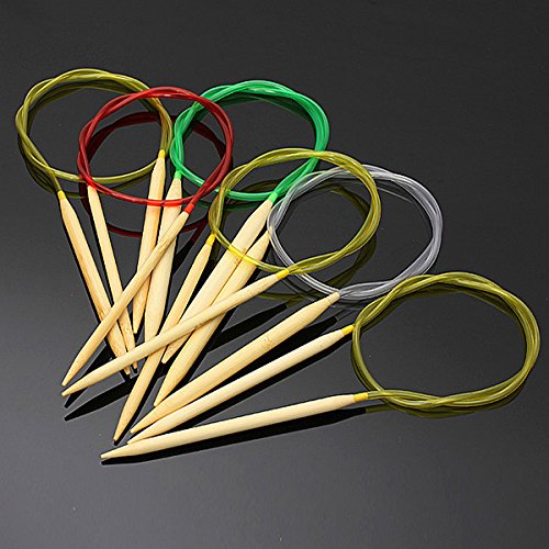 Generic 80Cm 18Pcs Multicolor Tube Circular Crochet Bamboo Knitting