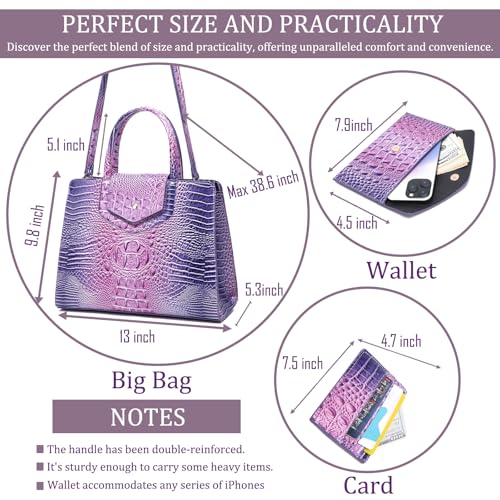 Image of Makcr Joacbv Women Embossed Pattern Satchel Handbags Wallet 3 pcs Set Crossbody Tote Top Handle Vegan Leather Ladies Bag | Embossed Pattern