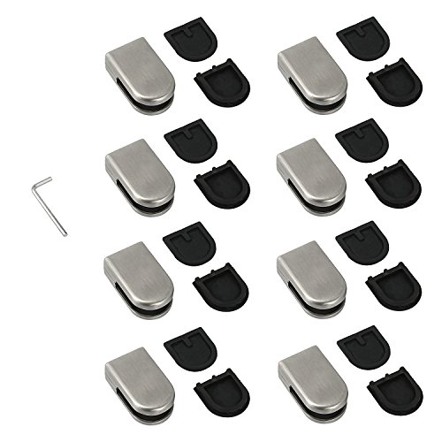 Kamtop Glass Clamps 8 PCS 6-8mm Stainless Steel 304 Glass Clamps Adjustable Glass Bracket Flat Back for Balustrade Staircase Handrail - Thumbnail 5
