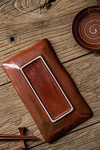 Pangu 12-Piece Japanese Style Sushi Plate Set, Dinnerware Set, Kage(Shadow), Brown, Service For 4 #TOP5