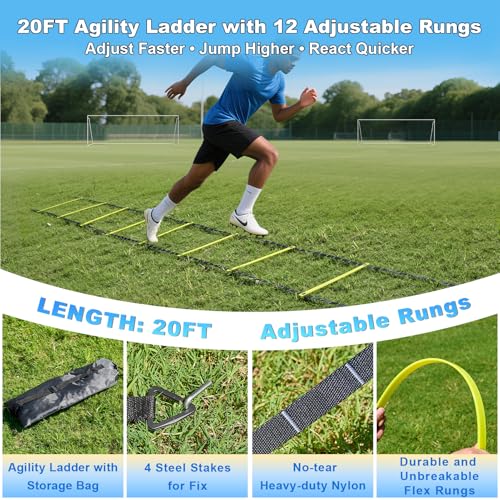 Soccer Goals for Backyard 8x6FT Soccer Goal 12x6 Big 10x6.5 6x4FT Soccer Goals for Youth Adults and Kids Large Metal 2" Goal Post with Agility Ladder and Target Net Soccer Cones Practice Equipment by Hokicyos - Image 7