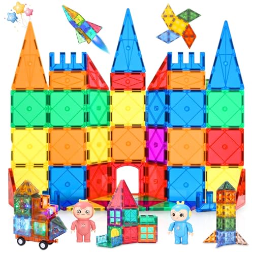 Juguete Magnético 57 Piezas 3D Azulejos Magnéticos Juguete Infantil Bloques Magnéticos Bloques Magnéticos Juguete de Construcción 3 4 5 6 7 8 Años para Niños y Niñas Regalo Educativo