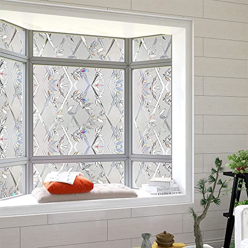 Window Privacy Film, 3D Stained Glass Film, Vinyl Decorative Window Decals, Static Cling Window Film Non-Adhesive Removable (23.6 X 78.7 Inch) #TOP2