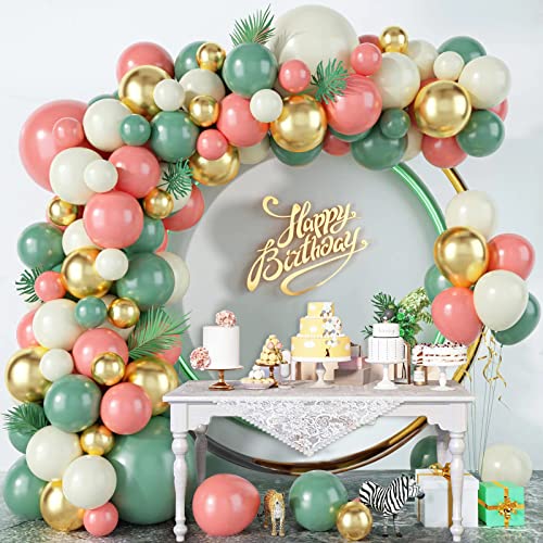 BTOOTB Kit de Globos de Cumpleaños,110PCS de Guirnalda de Globos con tema Forestal en Colores Vintage,Decoración de Globos al Aire Libre para Bodas,Fiestas de...