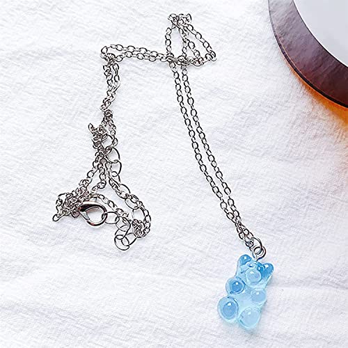 Colar de ursinhos de goma fofos colar de resina com pingente de urso de goma colar de corrente de fe