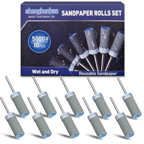 Image of 10Pcs 5000 Grit Sanding Drums Sandpaper Sticks Set for Dremel Rotary Tool with 1 /8 inch Shank Sanding Bits Kit Rotary Tool Accessories Suitable for Final Polishing Metal and Jewelry (5000 Grit)