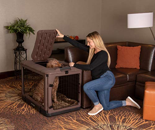Pet Gear “The Other Door” 4 Door Steel Crate With Plush Bed + Travel Bag For Cats/Dogs, Sets Up In Seconds No Tools Required, Built-In Handle/Wheels, Chocolate, 36-Inch, (Model: Pg5936Bch) #TOP3