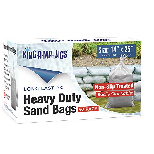 Sandbags (50 Pack) Long Lasting, Heavy Duty Sandbags with Ties (14