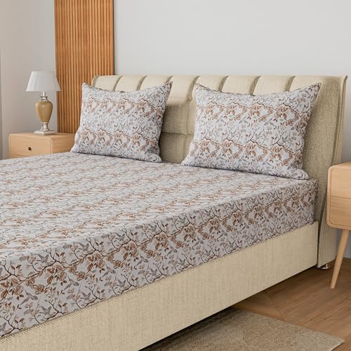 Image of LINENWALAS 100% Cotton Percale Large King Size Pillow Case Set of 2, Crisp and Cooling 300 TC, Premium Cotton Printed Bed Pillow Covers (20x36 inch, Whispering Wings)