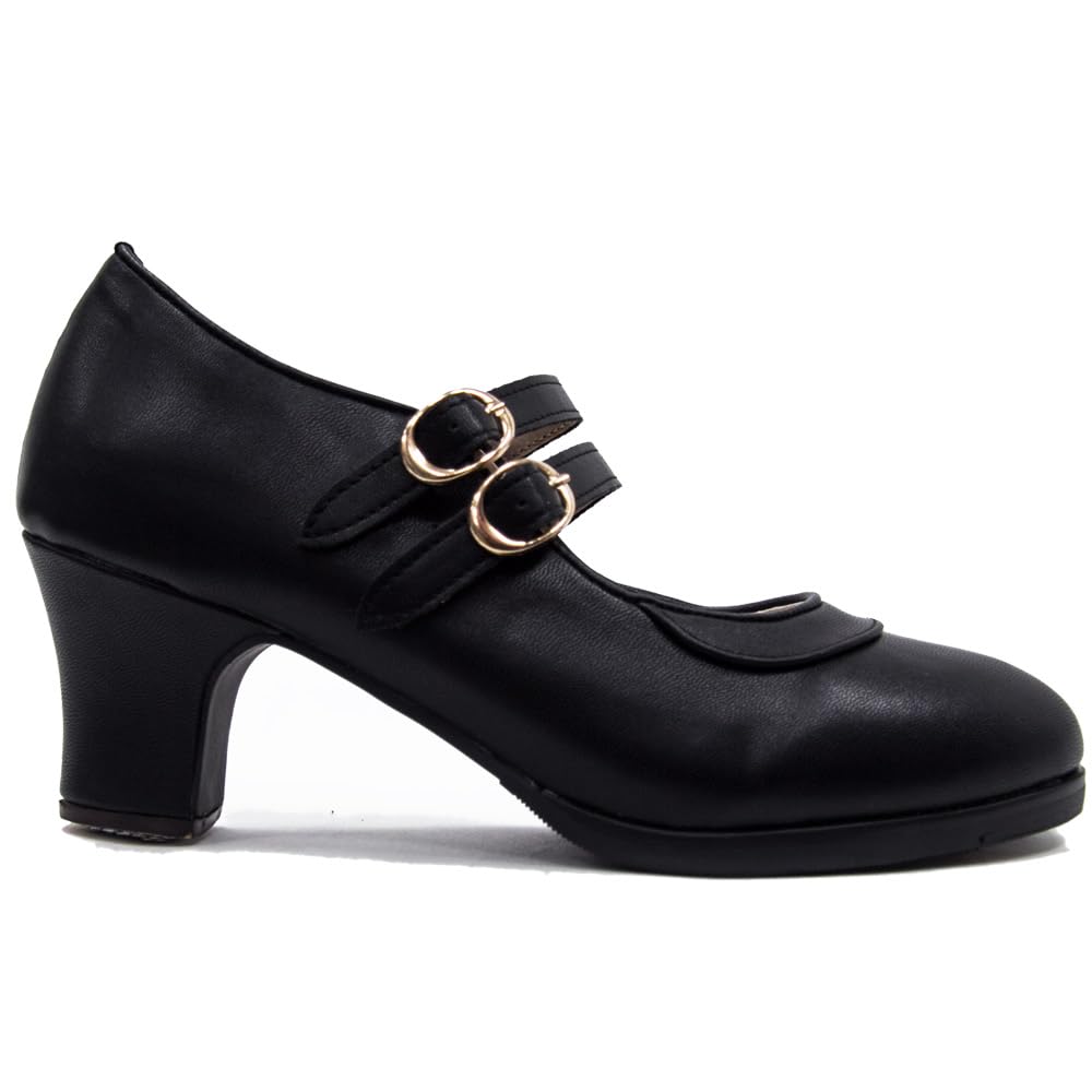 Zapato De Flamenco con Doble Suela y 2 Correas