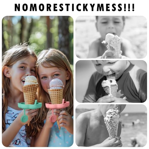 2 Stück Tropfschutz Eis am Stiel Halter, Eishalterung Kinder Silikon Halter, Wiederverwendbarer Halter mit Strohhalm Tropfschutz-Halter, Strohhalm 3 cm Eingebaut Schlitz am Halter für Kinder