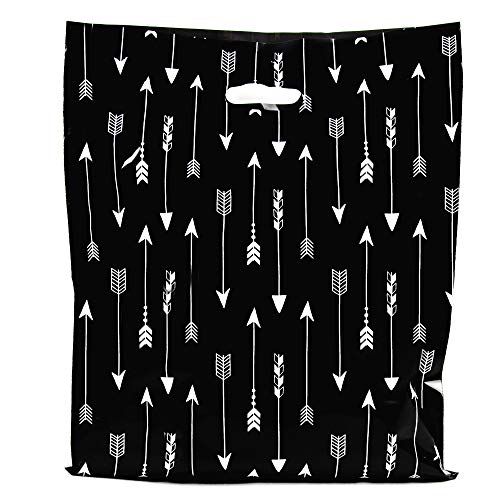Merchandise Bags 15x18-100 Pack - Arrows (Black) - Glossy Retail Bags - Shopping Bags for Boutique - Boutique Bags - Plastic Shopping Bags