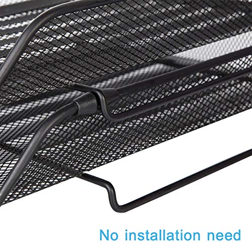 DESIGNA Stackable Metal Mesh Desk Trays 2 Tier Paper Tray File Document Letter Tray Desk Organizer Desktop Tray Rack for Home Office School Stacking Supports - Black