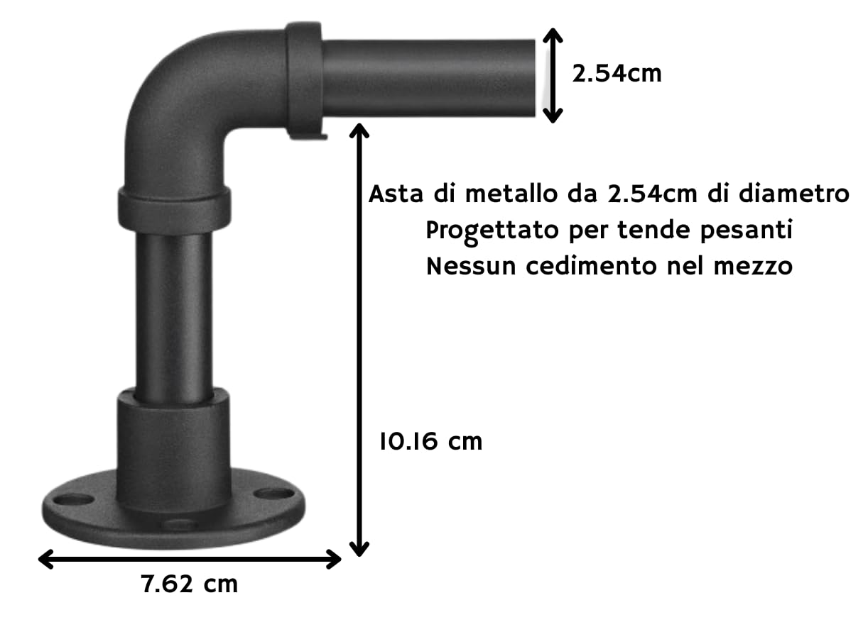 Bastone per Tende Estensibile 120–210 cm in Acciaio Inox Nero Opaco, Asta Regolabile per Tende da Interno, Supporto per Finestra e Porta, Montaggio Semplice per Casa e Appartamento.