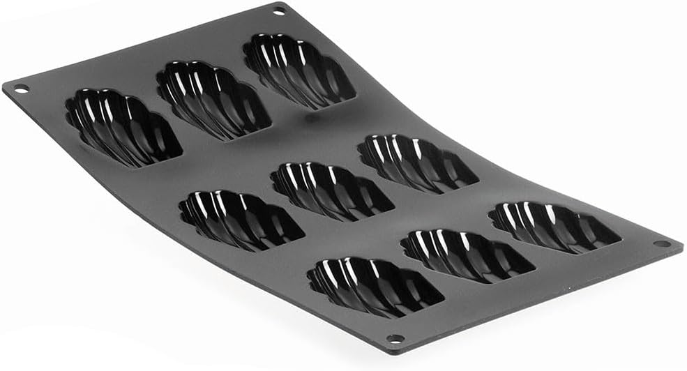 De Buyer 1966.01 Moul ' Flex Silicone Baking Mould - 9 Madeleine Cakes, Black