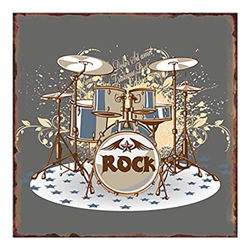 NNGT Retro Poster Antiques,Bar Club Wall Art Posters Retro Painting Home Decor Rock Drum Kit Size Metal Tin Sign 20X30 CM