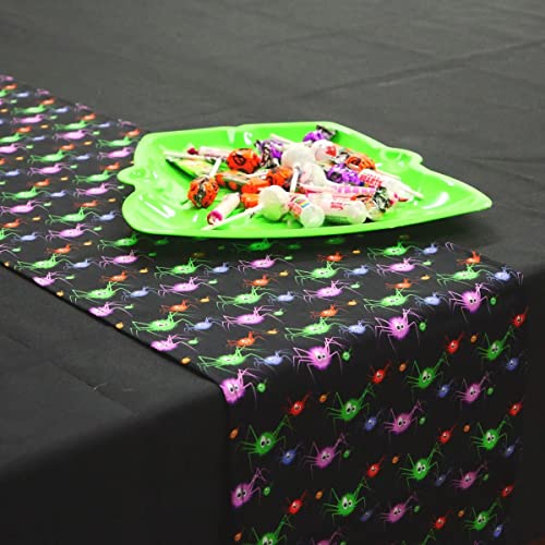 Jolee Chemin de table effrayant pour Halloween 100 % coton | Chemin de table d'automne | Décorations de table effrayantes pour tours ou friandises (araignées effrayantes, 30 cm x 240 cm) Cover